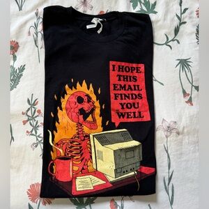 🔴DONATING SOON🔴 Skeleton Flames Black Tee